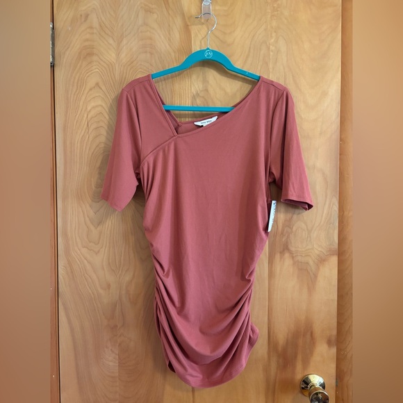Nine West Tops - Nine West Burnt Orange Asymmetrical Ruched Top Size Large NWT